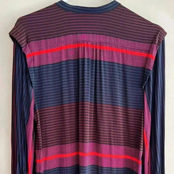 Joie Striped Button Down Shirt, Navy Blue/Black/Red/Magenta, Size Medium - Picture 14 of 16